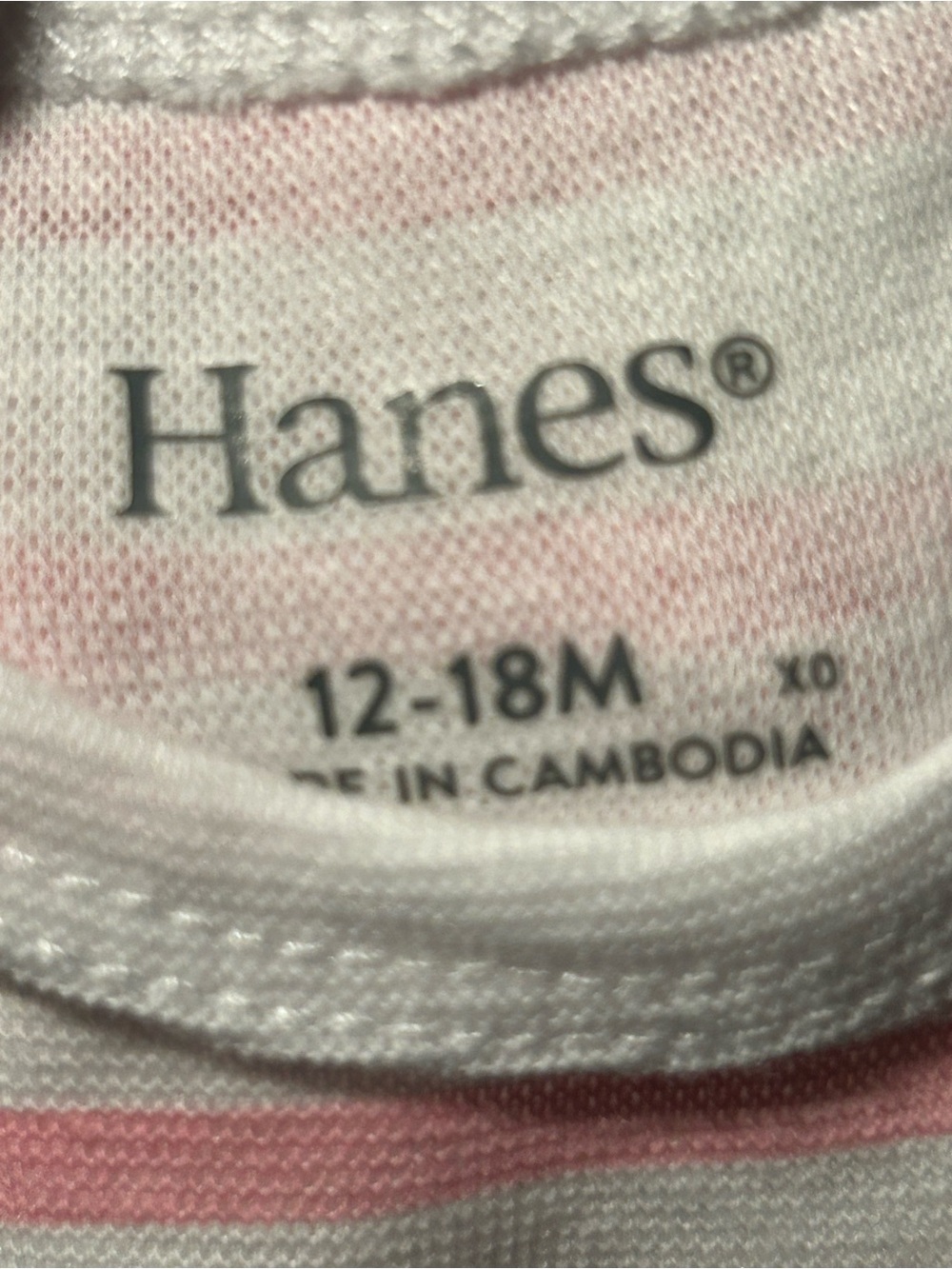Hanes White and Pink Striped Baby Bodysuit - Picture 2 of 2